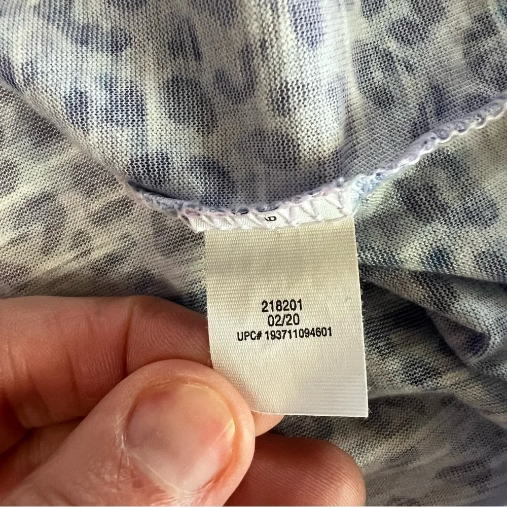 Croft & Barrow Purple and Blue Design Smocked Neckline Top size large